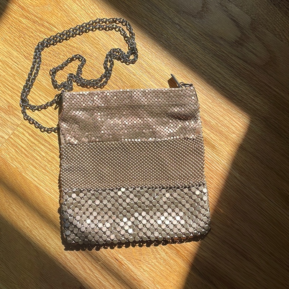 Mini crossbody metal beaded bag